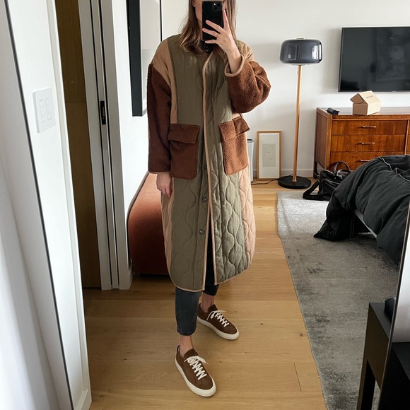 Jackets & Blazers - Patch Quilted Wool Cotton Coat
